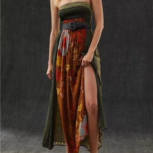 Siddartha Bansa Smocked Maxi Dress with Slits